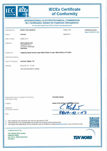 Capacitive Sensors & Switches IECEx Certificate Zone 0