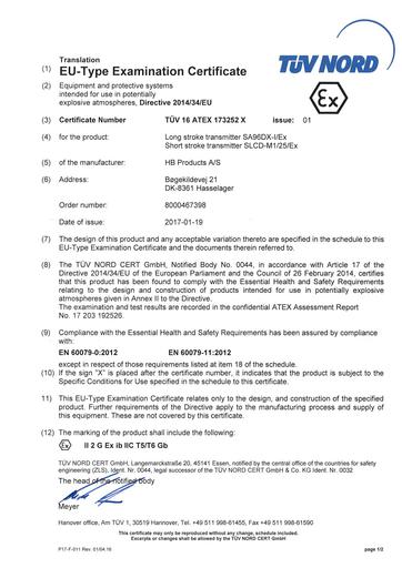 Tüv ATEX Certificate 173252 19012017 Zone 1