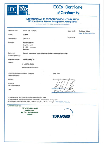 Capacitive Sensors & Switches IECEx Certificate Zone 1
